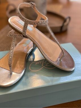 LIKE NEW Betsey Johnson Blue - Silver Rhinestone Formal Sandals